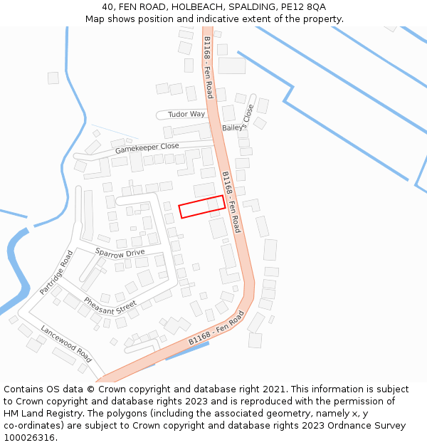 40, FEN ROAD, HOLBEACH, SPALDING, PE12 8QA: Location map and indicative extent of plot