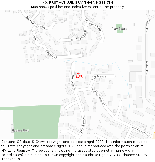 40, FIRST AVENUE, GRANTHAM, NG31 9TN: Location map and indicative extent of plot