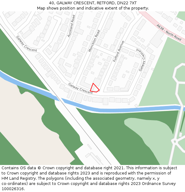 40, GALWAY CRESCENT, RETFORD, DN22 7XT: Location map and indicative extent of plot