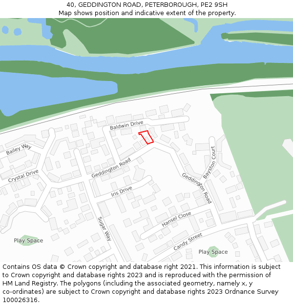 40, GEDDINGTON ROAD, PETERBOROUGH, PE2 9SH: Location map and indicative extent of plot