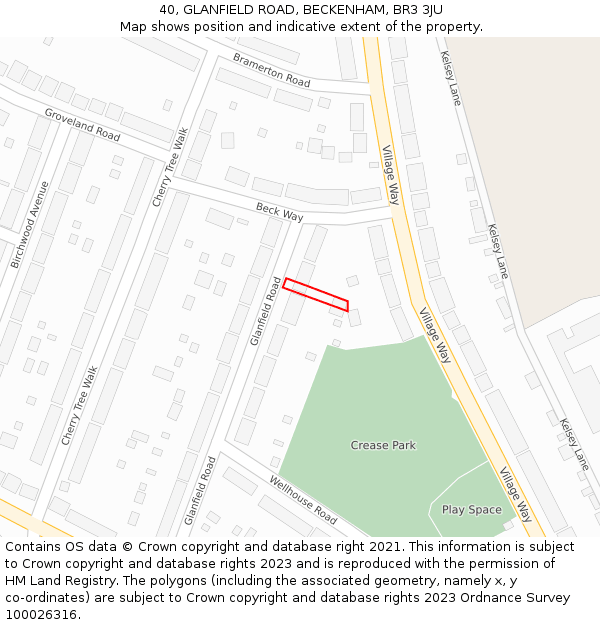 40, GLANFIELD ROAD, BECKENHAM, BR3 3JU: Location map and indicative extent of plot