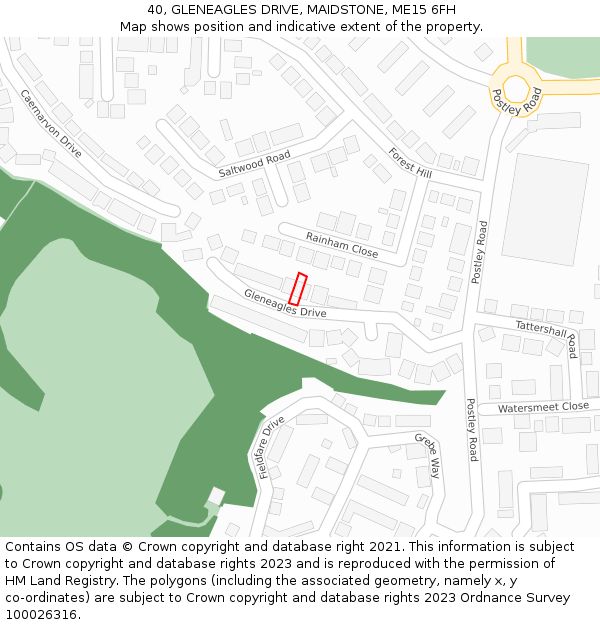 40, GLENEAGLES DRIVE, MAIDSTONE, ME15 6FH: Location map and indicative extent of plot