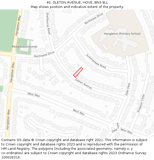 40, GLETON AVENUE, HOVE, BN3 8LL: Location map and indicative extent of plot