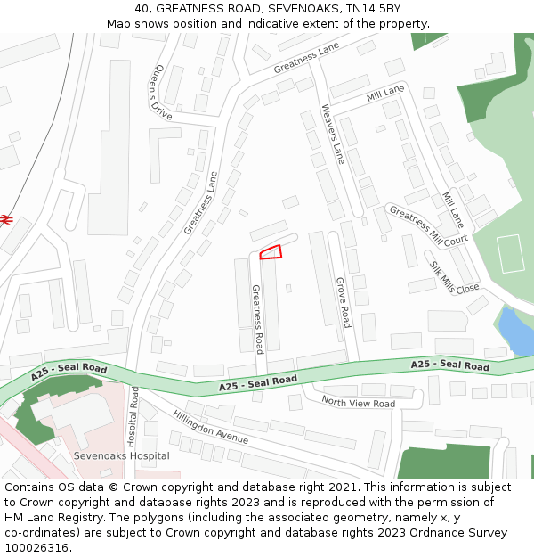 40, GREATNESS ROAD, SEVENOAKS, TN14 5BY: Location map and indicative extent of plot