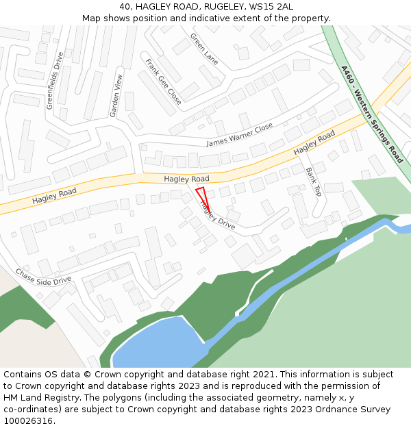 40, HAGLEY ROAD, RUGELEY, WS15 2AL: Location map and indicative extent of plot