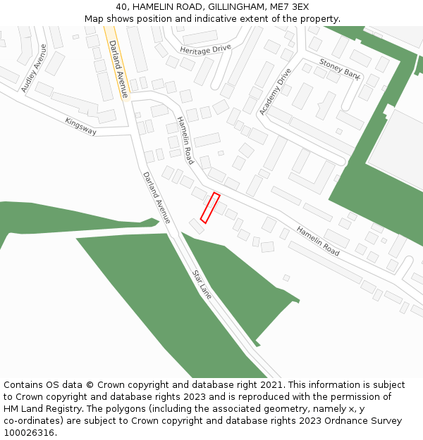 40, HAMELIN ROAD, GILLINGHAM, ME7 3EX: Location map and indicative extent of plot