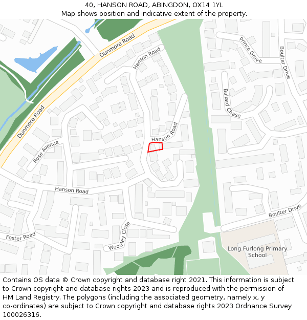 40, HANSON ROAD, ABINGDON, OX14 1YL: Location map and indicative extent of plot