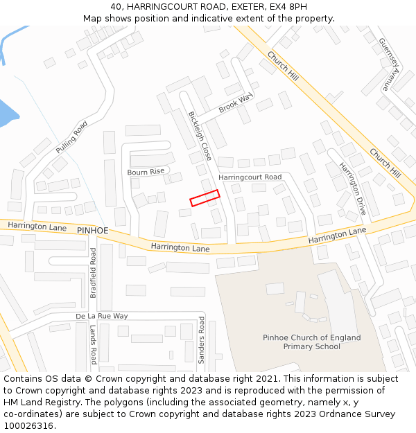40, HARRINGCOURT ROAD, EXETER, EX4 8PH: Location map and indicative extent of plot