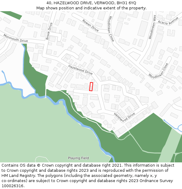 40, HAZELWOOD DRIVE, VERWOOD, BH31 6YQ: Location map and indicative extent of plot