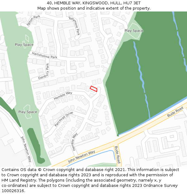 40, HEMBLE WAY, KINGSWOOD, HULL, HU7 3ET: Location map and indicative extent of plot