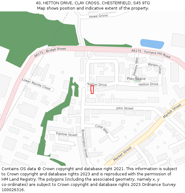 40, HETTON DRIVE, CLAY CROSS, CHESTERFIELD, S45 9TG: Location map and indicative extent of plot