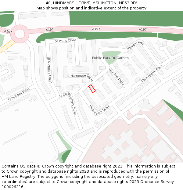 40, HINDMARSH DRIVE, ASHINGTON, NE63 9FA: Location map and indicative extent of plot