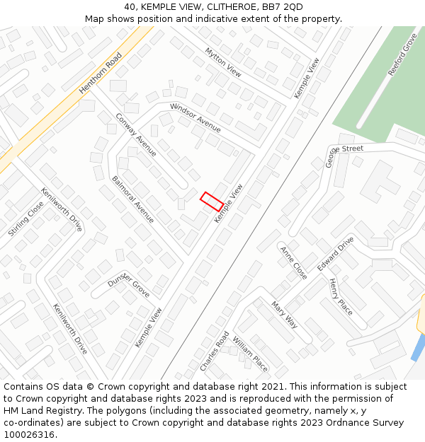 40, KEMPLE VIEW, CLITHEROE, BB7 2QD: Location map and indicative extent of plot