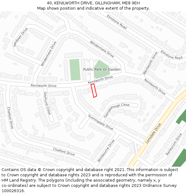 40, KENILWORTH DRIVE, GILLINGHAM, ME8 9EH: Location map and indicative extent of plot
