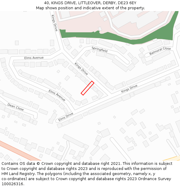 40, KINGS DRIVE, LITTLEOVER, DERBY, DE23 6EY: Location map and indicative extent of plot