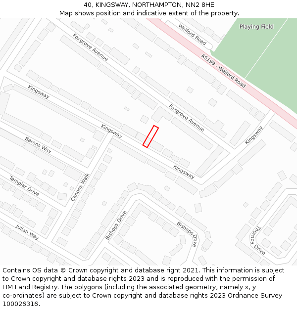 40, KINGSWAY, NORTHAMPTON, NN2 8HE: Location map and indicative extent of plot