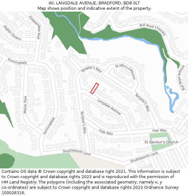 40, LANGDALE AVENUE, BRADFORD, BD8 0LT: Location map and indicative extent of plot