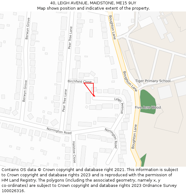 40, LEIGH AVENUE, MAIDSTONE, ME15 9UY: Location map and indicative extent of plot
