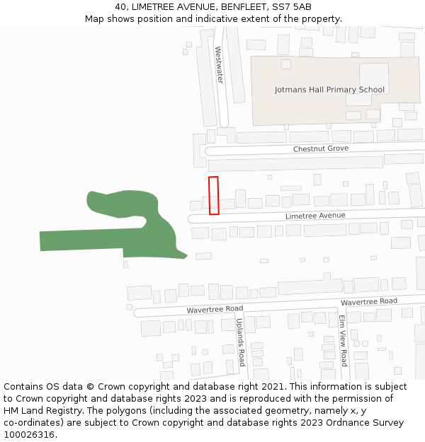 40, LIMETREE AVENUE, BENFLEET, SS7 5AB: Location map and indicative extent of plot