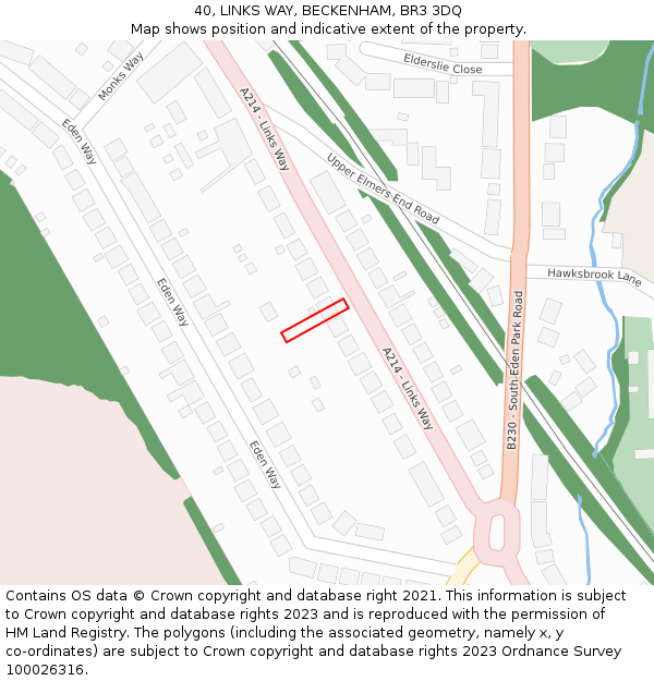 40, LINKS WAY, BECKENHAM, BR3 3DQ: Location map and indicative extent of plot