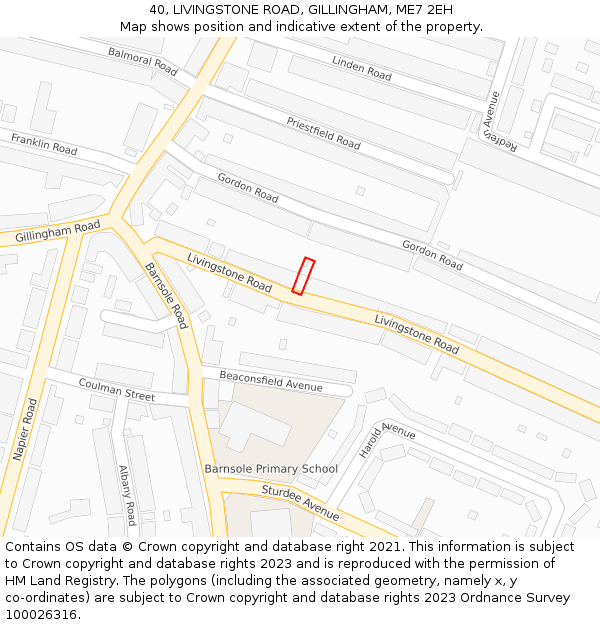 40, LIVINGSTONE ROAD, GILLINGHAM, ME7 2EH: Location map and indicative extent of plot