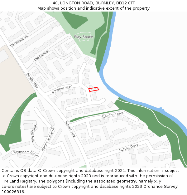 40, LONGTON ROAD, BURNLEY, BB12 0TF: Location map and indicative extent of plot