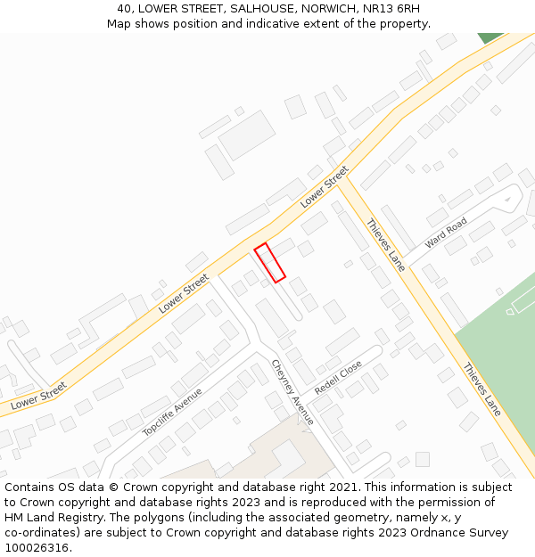 40, LOWER STREET, SALHOUSE, NORWICH, NR13 6RH: Location map and indicative extent of plot