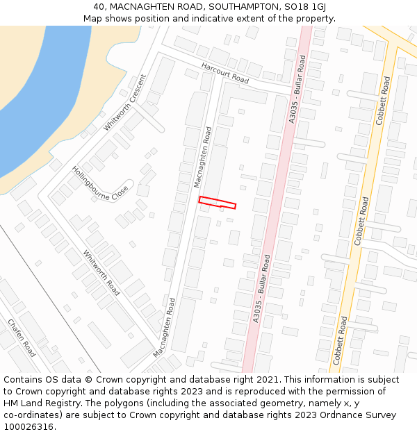 40, MACNAGHTEN ROAD, SOUTHAMPTON, SO18 1GJ: Location map and indicative extent of plot