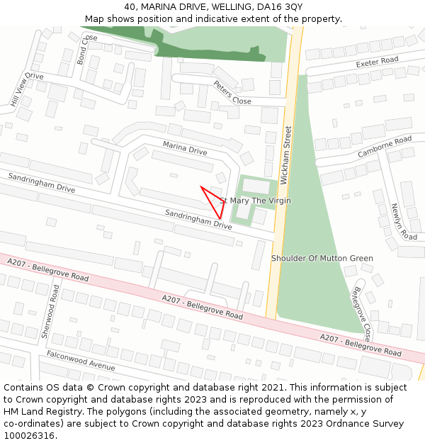 40, MARINA DRIVE, WELLING, DA16 3QY: Location map and indicative extent of plot