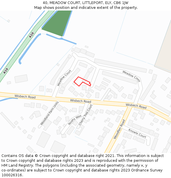 40, MEADOW COURT, LITTLEPORT, ELY, CB6 1JW: Location map and indicative extent of plot