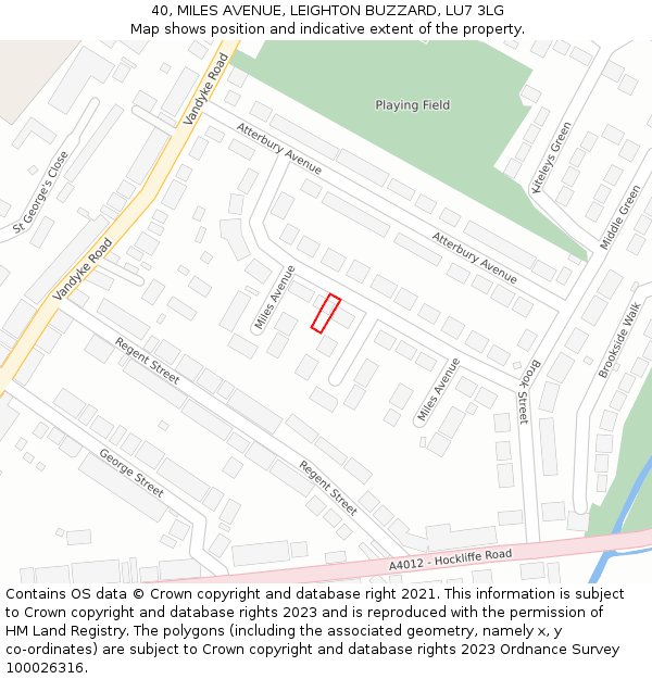 40, MILES AVENUE, LEIGHTON BUZZARD, LU7 3LG: Location map and indicative extent of plot