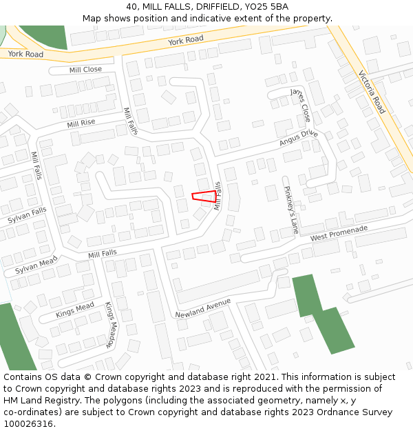 40, MILL FALLS, DRIFFIELD, YO25 5BA: Location map and indicative extent of plot