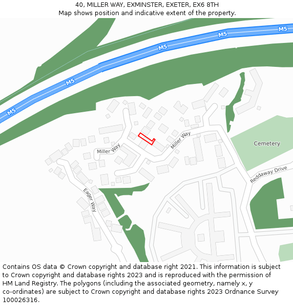 40, MILLER WAY, EXMINSTER, EXETER, EX6 8TH: Location map and indicative extent of plot