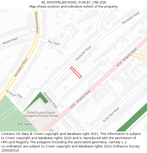 40, MONTPELIER ROAD, PURLEY, CR8 2QA: Location map and indicative extent of plot