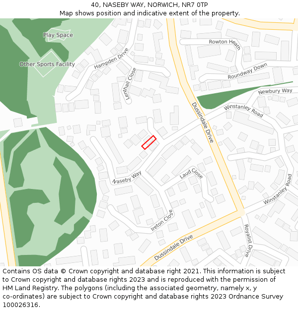 40, NASEBY WAY, NORWICH, NR7 0TP: Location map and indicative extent of plot