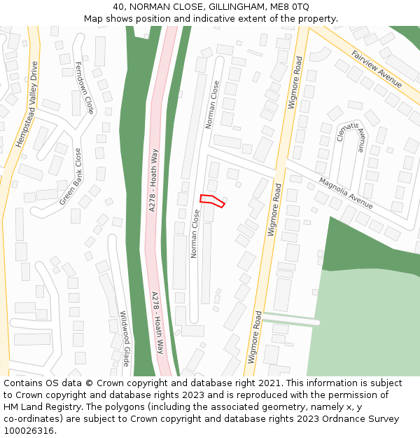 40, NORMAN CLOSE, GILLINGHAM, ME8 0TQ: Location map and indicative extent of plot
