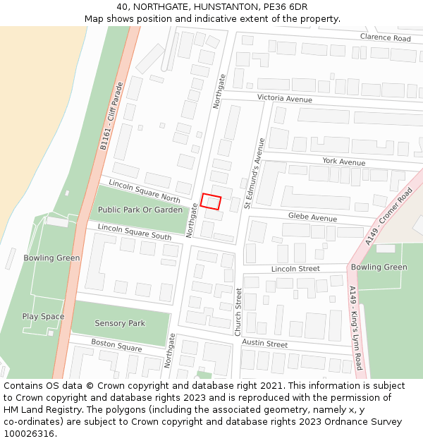 40, NORTHGATE, HUNSTANTON, PE36 6DR: Location map and indicative extent of plot
