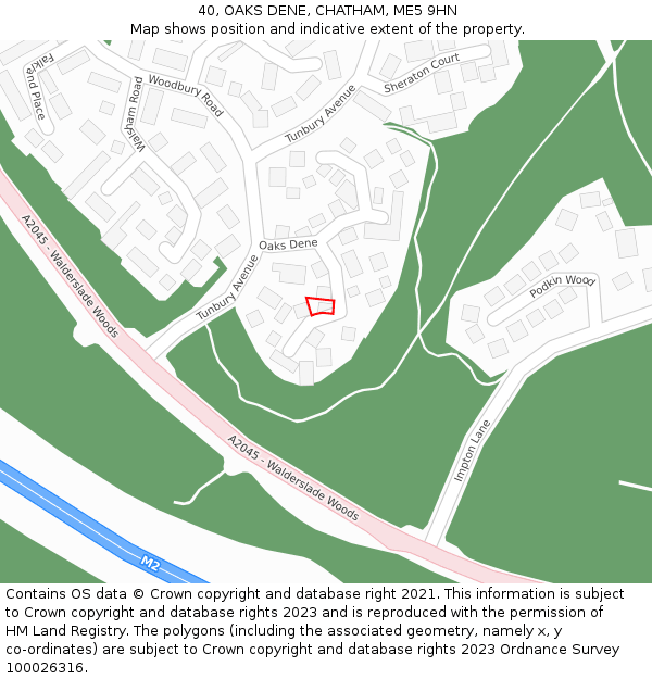 40, OAKS DENE, CHATHAM, ME5 9HN: Location map and indicative extent of plot