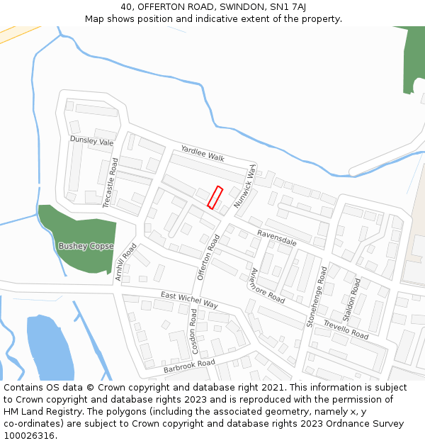 40, OFFERTON ROAD, SWINDON, SN1 7AJ: Location map and indicative extent of plot