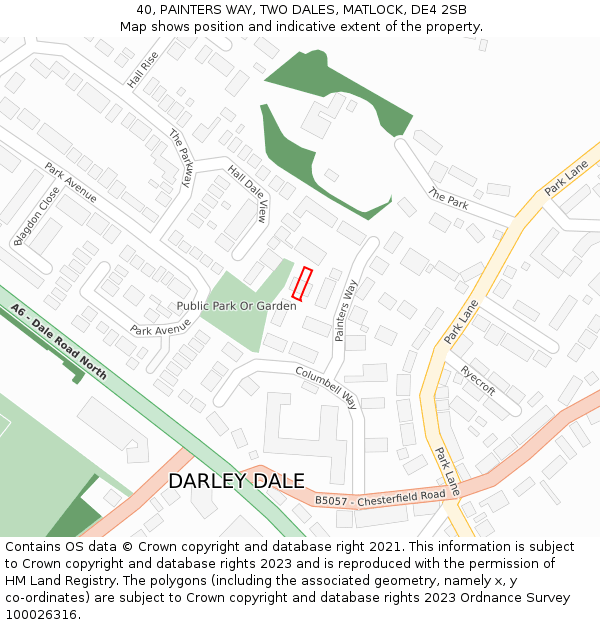 40, PAINTERS WAY, TWO DALES, MATLOCK, DE4 2SB: Location map and indicative extent of plot