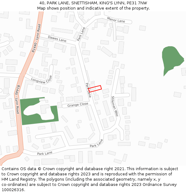 40, PARK LANE, SNETTISHAM, KING'S LYNN, PE31 7NW: Location map and indicative extent of plot