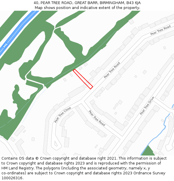40, PEAR TREE ROAD, GREAT BARR, BIRMINGHAM, B43 6JA: Location map and indicative extent of plot