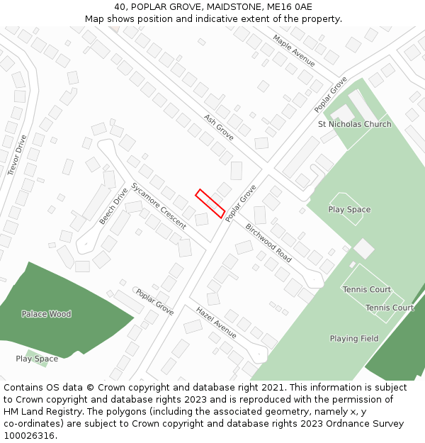 40, POPLAR GROVE, MAIDSTONE, ME16 0AE: Location map and indicative extent of plot