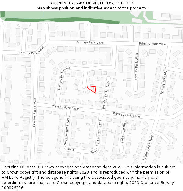 40, PRIMLEY PARK DRIVE, LEEDS, LS17 7LR: Location map and indicative extent of plot