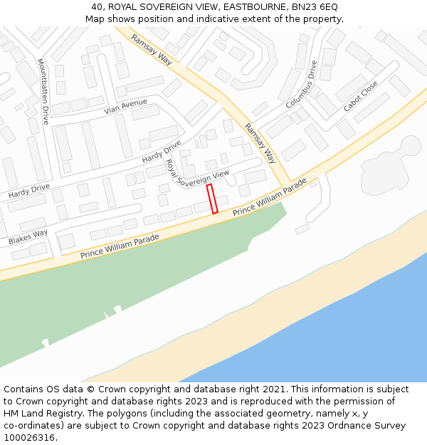40, ROYAL SOVEREIGN VIEW, EASTBOURNE, BN23 6EQ: Location map and indicative extent of plot