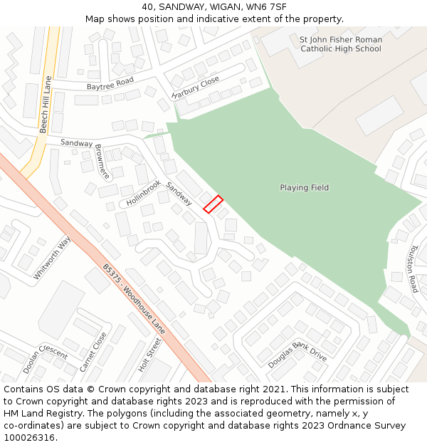 40, SANDWAY, WIGAN, WN6 7SF: Location map and indicative extent of plot