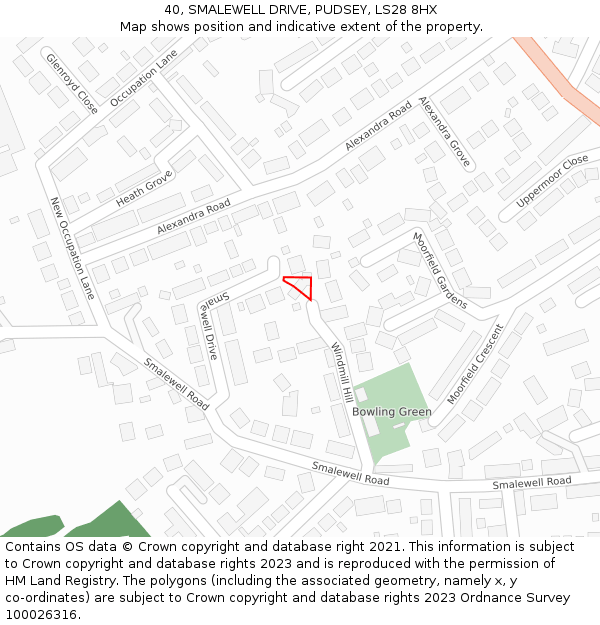 40, SMALEWELL DRIVE, PUDSEY, LS28 8HX: Location map and indicative extent of plot