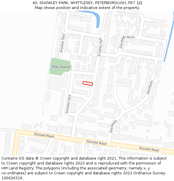 40, SNOWLEY PARK, WHITTLESEY, PETERBOROUGH, PE7 1JQ: Location map and indicative extent of plot