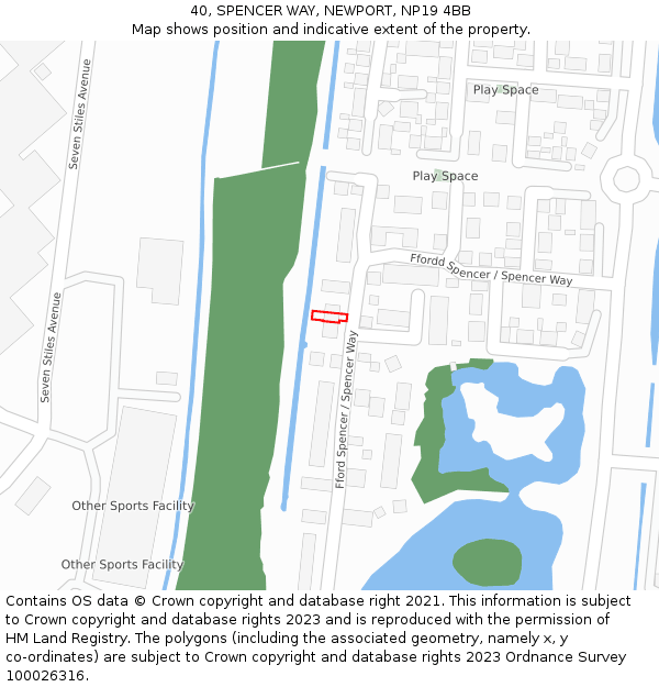 40, SPENCER WAY, NEWPORT, NP19 4BB: Location map and indicative extent of plot