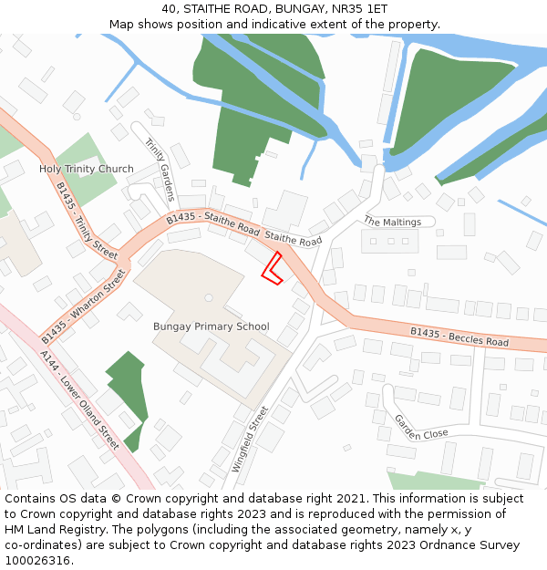 40, STAITHE ROAD, BUNGAY, NR35 1ET: Location map and indicative extent of plot